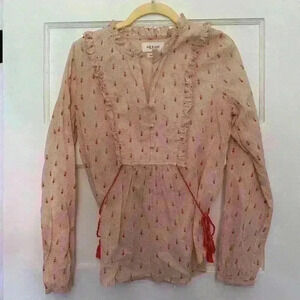 INDI & COLD 100% Cotton Tassle blouse- Flow, Bohemian look -Size Medium